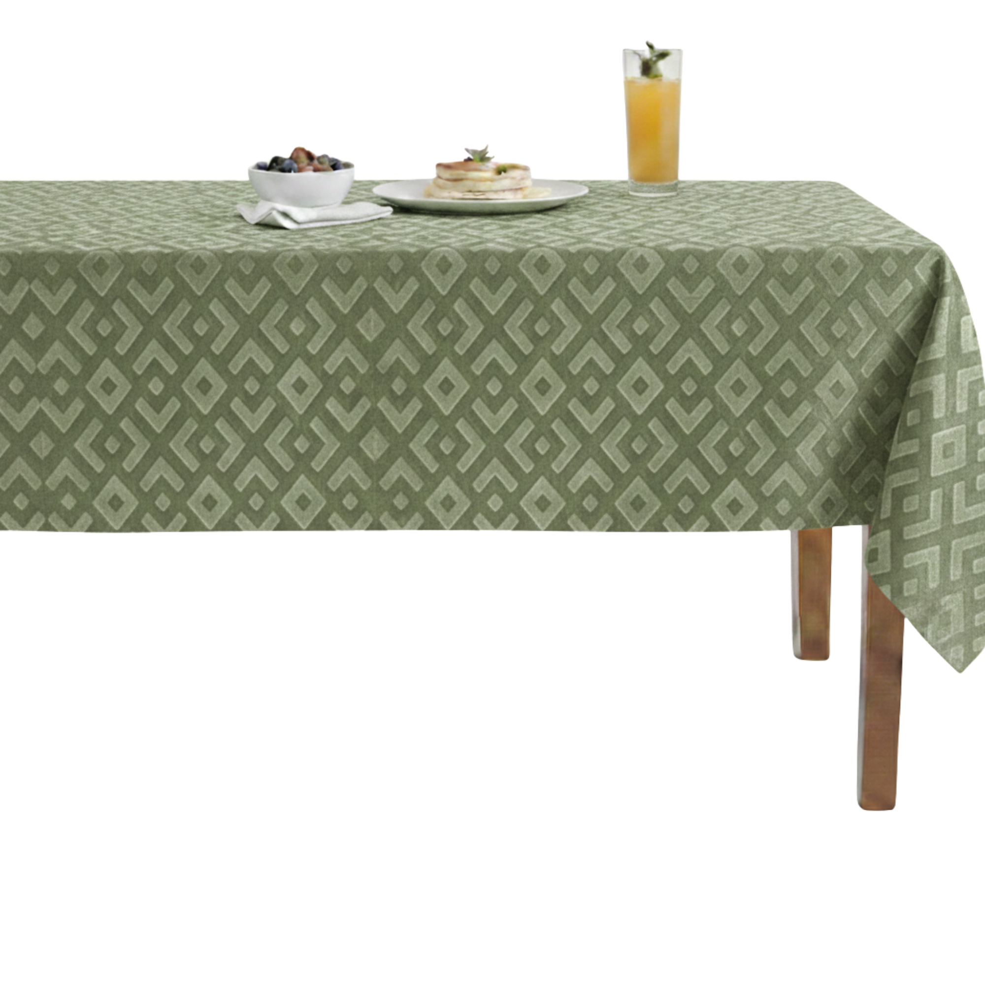 Gate Embossed Greek Key Velvet Tablecloth – Olive