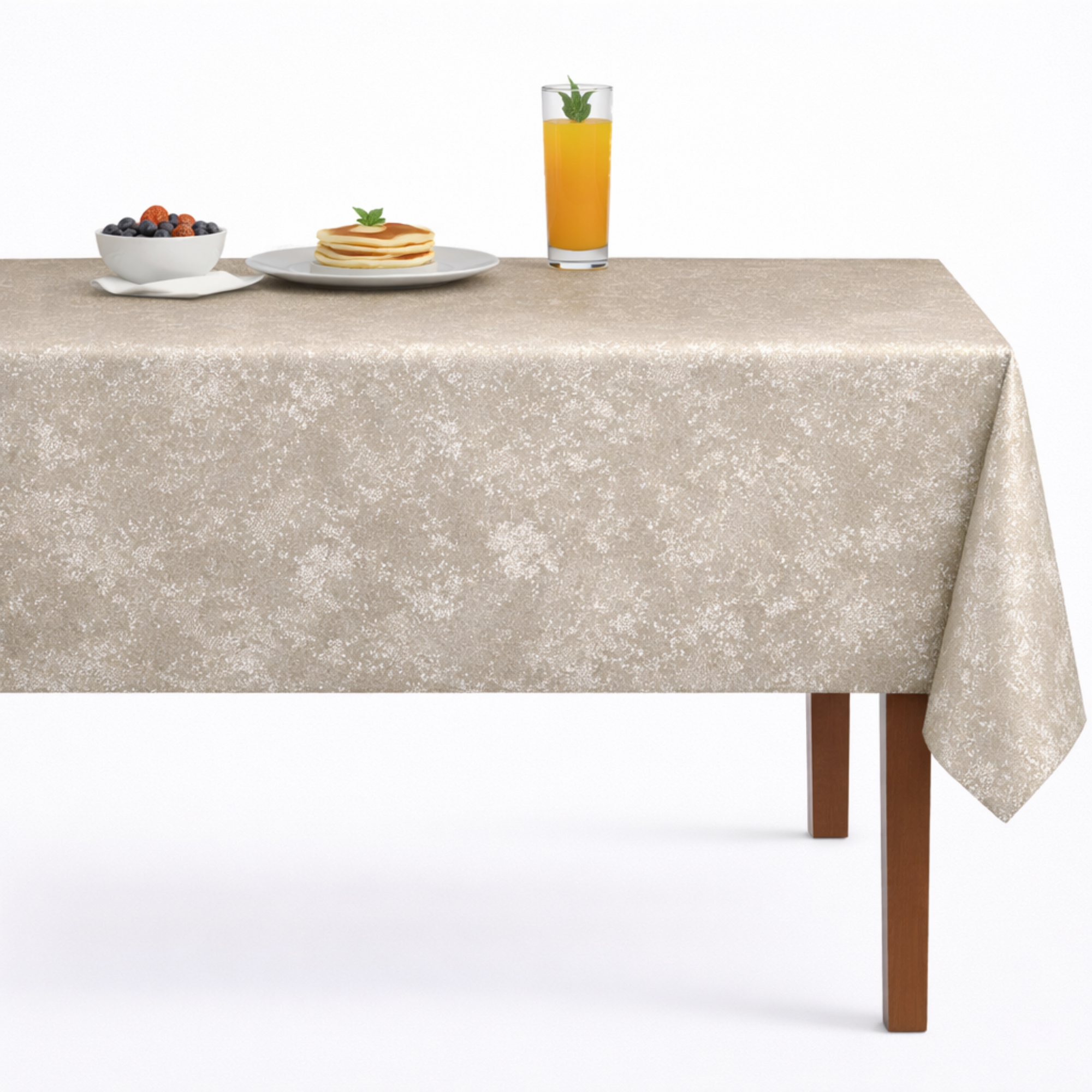Marble Metallic Jacquard Tablecloth – White
