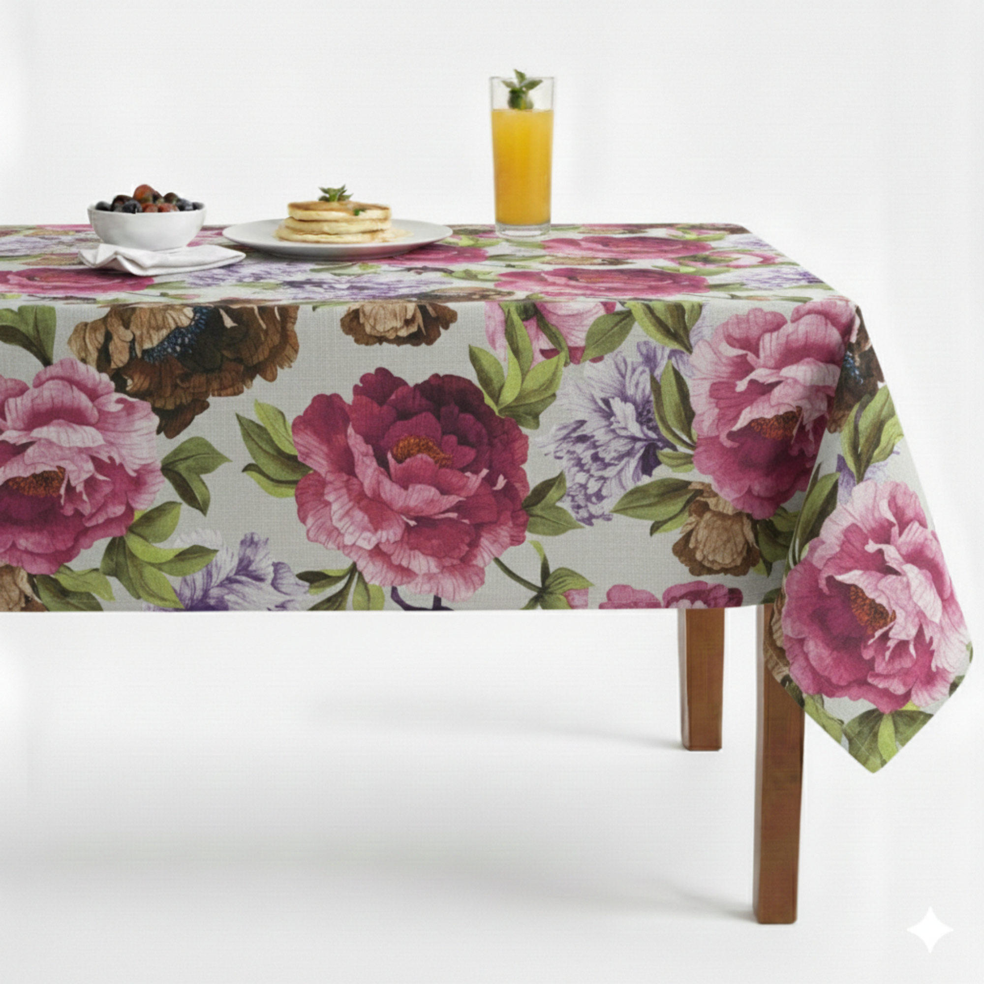 Spring Garden Floral Digital Print Tablecloth – Red