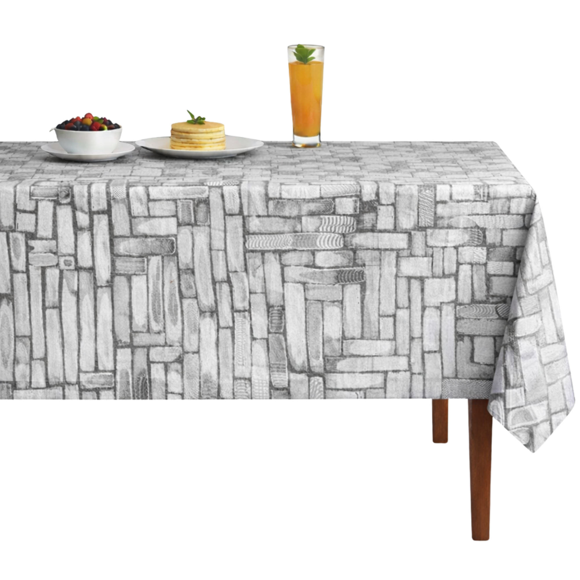 Catch Basketweave Jacquard Tablecloth – Silver