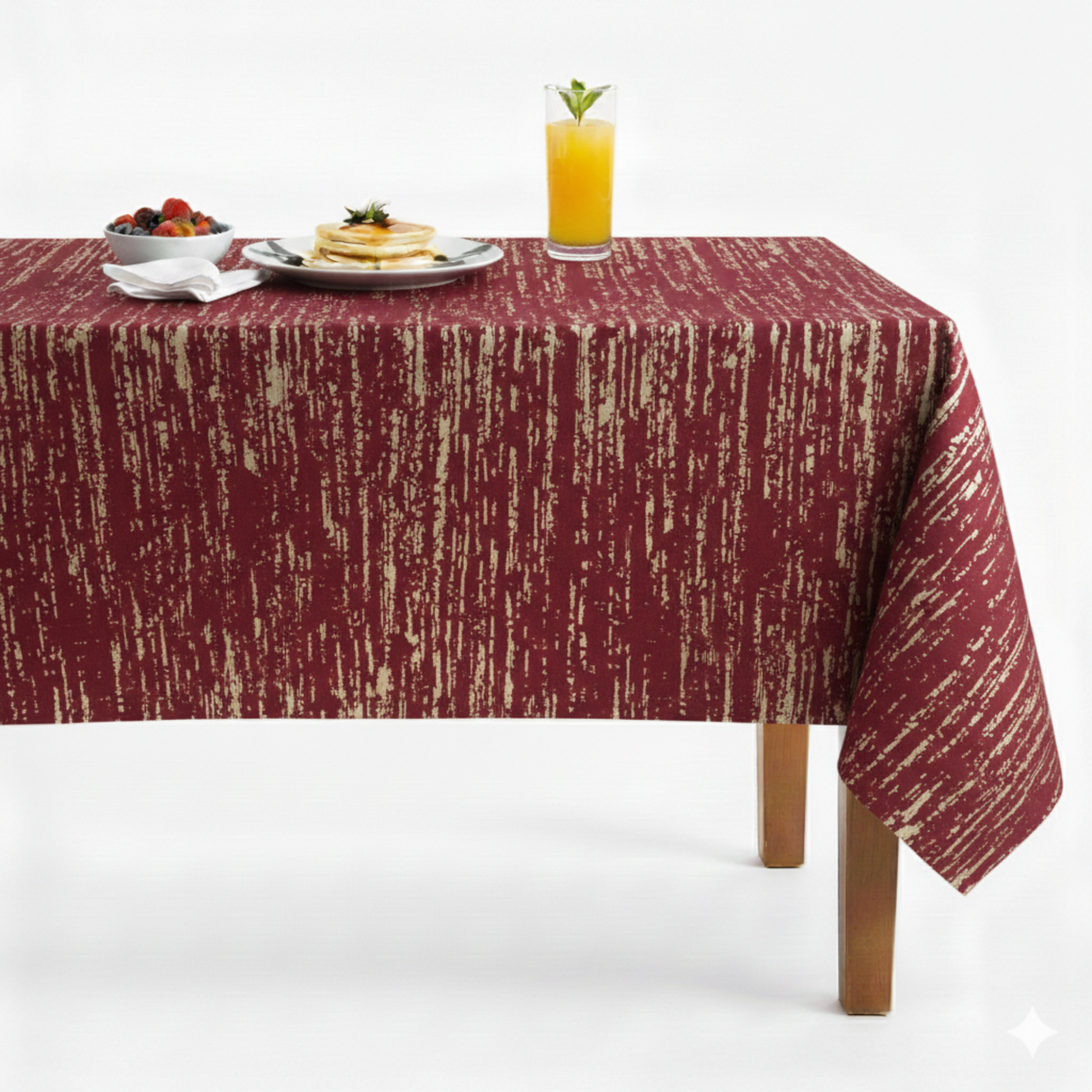 Lanora Distressed Vertical Strié Jacquard Tablecloth – Wine