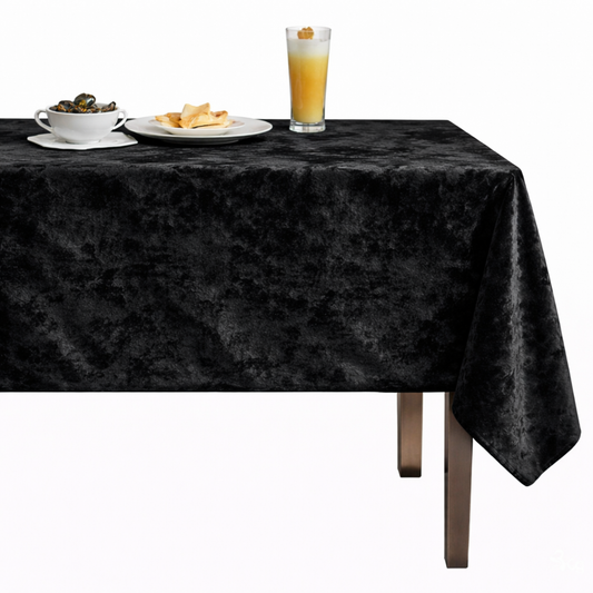 Abstract Crushed Velvet Tablecloth –Black