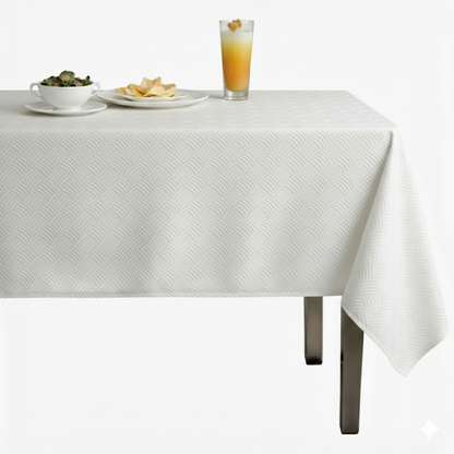 Bonanza Jacquard, Quilted Look Tablecloth – Ivory