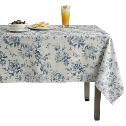 Dover Floral Digital Print Fabric Tablecloth –Wedgewood
