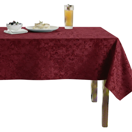 Abstract Crushed Velvet Tablecloth – Burgundy