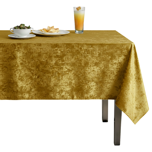 Abstract Crushed Velvet Tablecloth – Maize