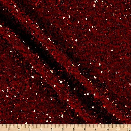 Stretch Velvet Sequin Tablcloth - Red