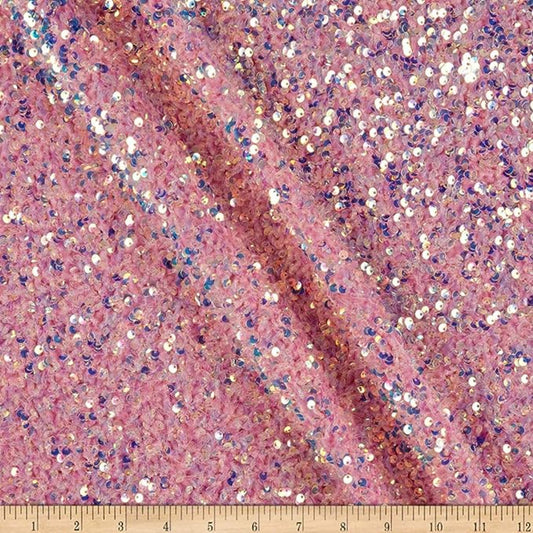 Stretch Velvet Sequin Tablcloth - Pink