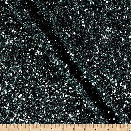 Stretch Velvet Sequin Tablcloth - Forest