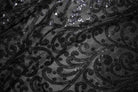 black ANDORRA Mesh Sequin Fabric by the Yard - 52 Inch Wide