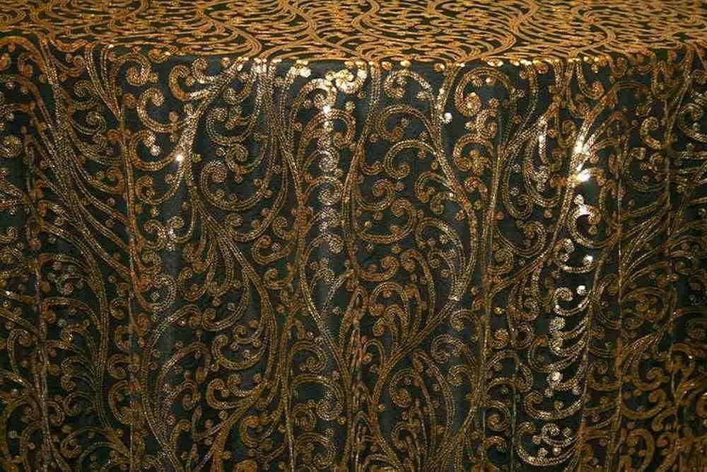 gold-black ANDORRA Mesh Sequin Fabric by the Yard - 52 Inch Wide