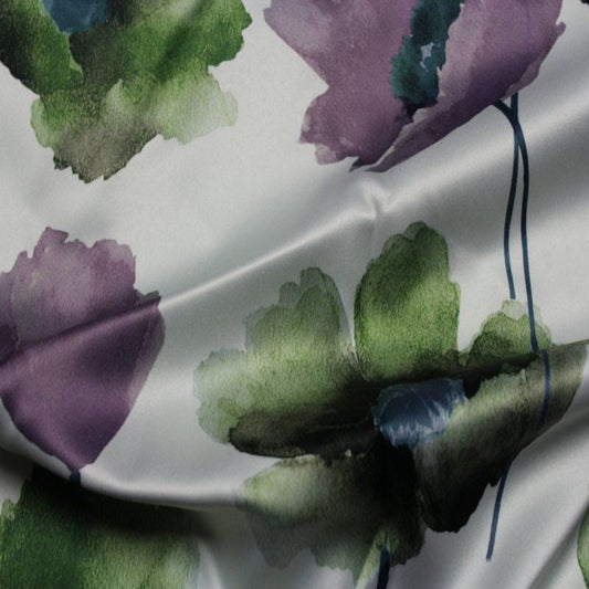 ANTHIUM - Floral Digital Print Satin | Tablecloth - Plum