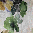 Green ASTER Floral Digital Print Metallic Fabric - Cotton Hand - 58 Inch. in Width Fabric by the Yard - 58 Inch Wide