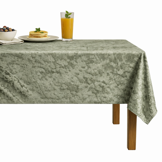 Abstract Crushed Velvet Tablecloth -Olive
