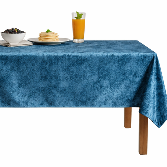 Abstract Crushed Velvet Tablecloth – Seafoam