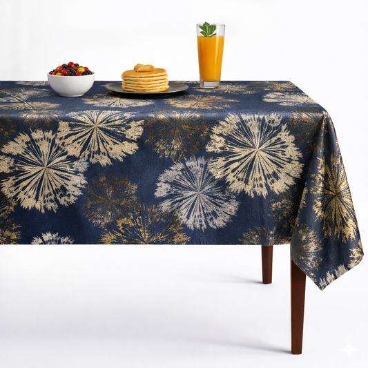 Allium Jacquard Tablecloth - Navy