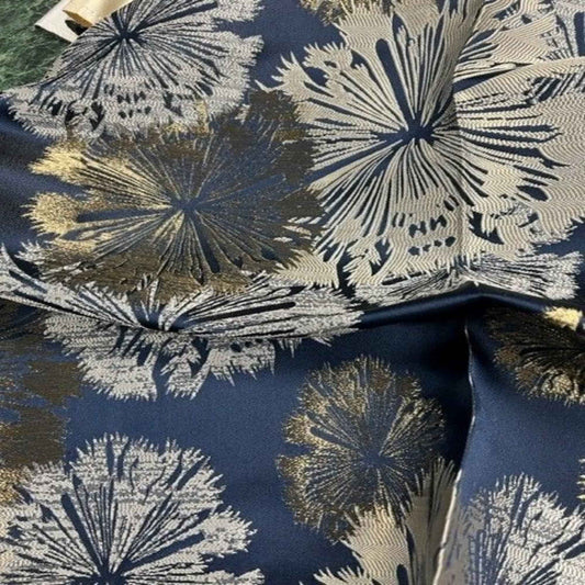 Navy Allium Jacquard - Custom Tablecloths