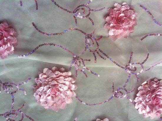pink-1 BRIDELY Embroidered Sheer Mesh Fabric by the Yard - 58 Inch Wide