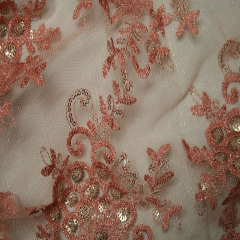 Bristol Glitter Sequin Embroidered Mesh Fabric 