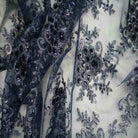 Navy Bristol Glitter Sequin Embroidered Lace Fabric. 54 Inch in Width Fabric by the Yard - 54 Inch Wide