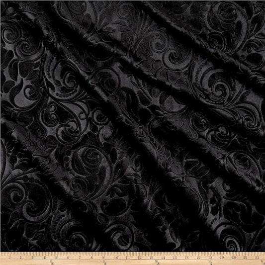 Brocade Scroll Velvet | Tablecloth - Black