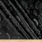 Black Brocade Damask Velvet Fabric by the Yard - 58 Inch Wide