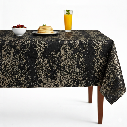 Portland Jacquard Tablecloth - Black/Gold