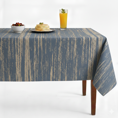 Blue Inline Metallic Jacquard Tablecloth