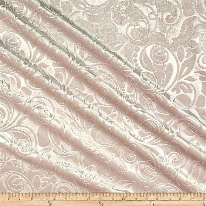 Blush Brocade Scroll Velvet Fabric by the Yard - 58 Inch Wide