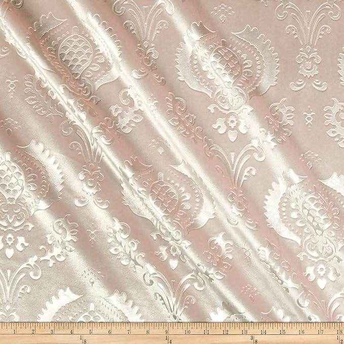Blush Brocade Damask Velvet Fabric by the Yard - 58 Inch Wide