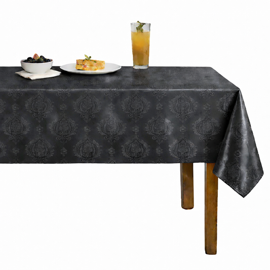 Brocade Damask Velvet Tablecloth – Charcoal