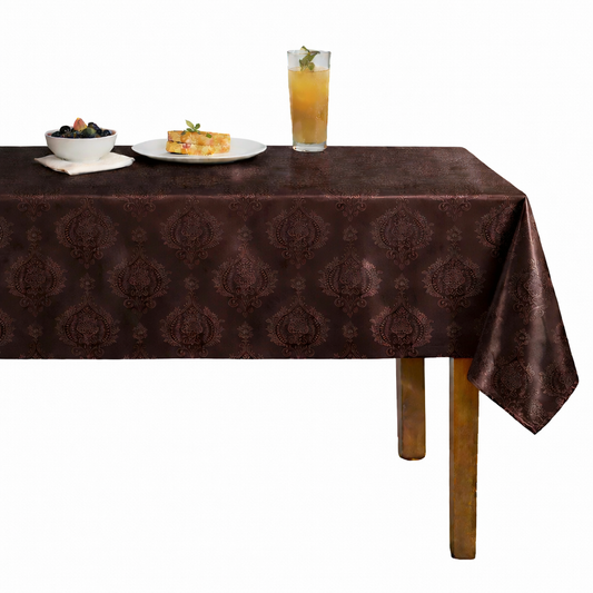 Brocade Damask Velvet Tablecloth – Chocolate