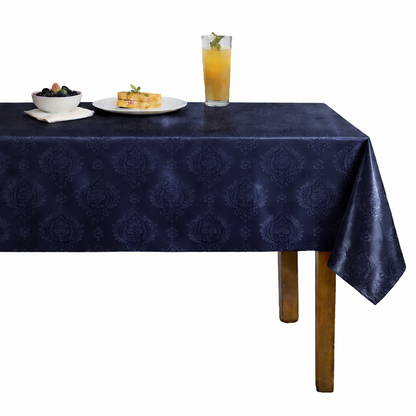 Brocade Damask Velvet Tablecloth – Navy