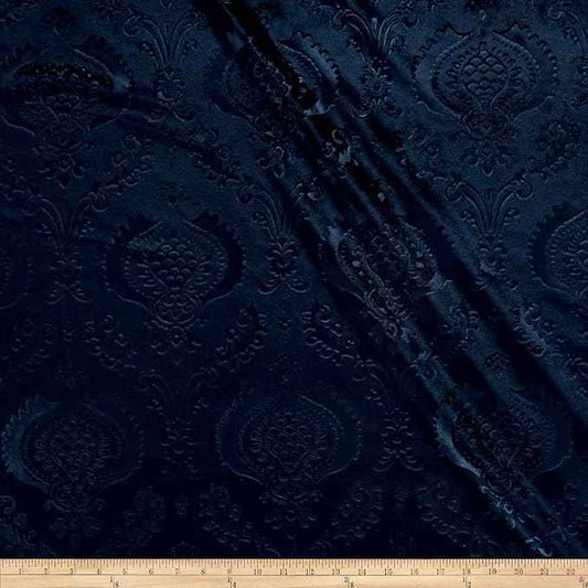 Navy Brocade Damask Velvet - Custom Tablecloths