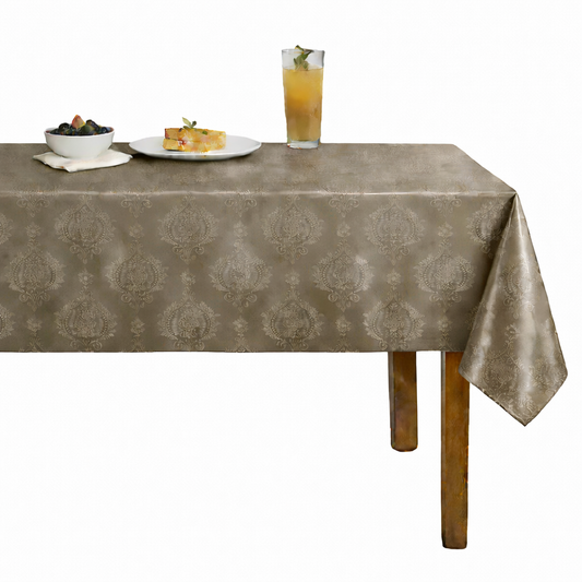 Brocade Damask Velvet Tablecloth – Sand