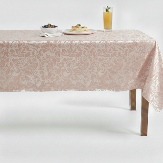 Brocade Scroll Velvet Tablecloth – Blush