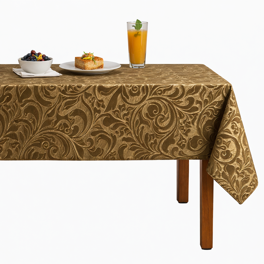 Brocade Scroll Velvet Tablecloth –   Gold
