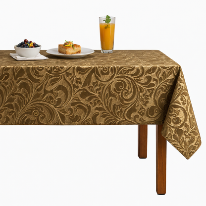 Brocade Scroll Velvet Tablecloth –   Gold