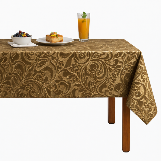 Brocade Scroll Velvet Tablecloth –   Gold