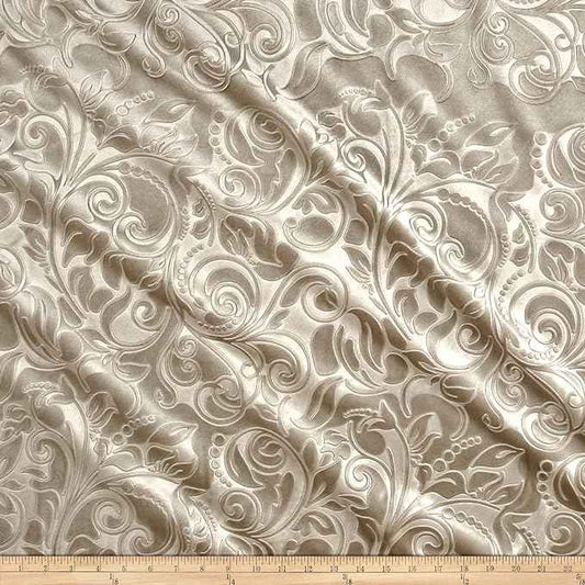 Sand Brocade Scroll Velvet - Custom Tablecloths
