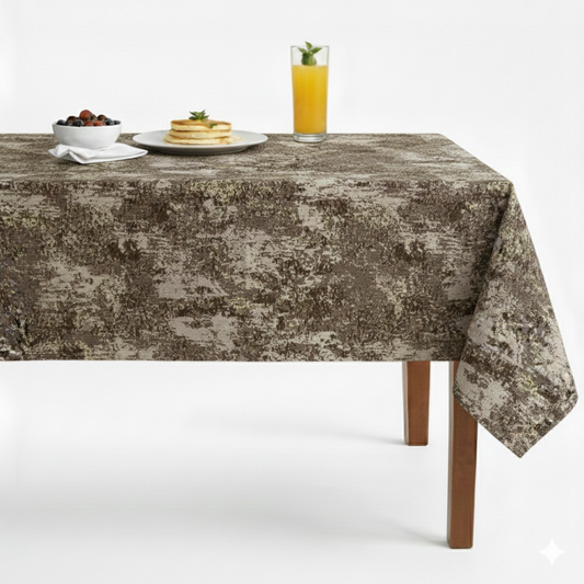 Brown Stardust Metallic Jacquard Tablecloth