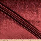 Burgundy Brocade Scroll Velvet Fabric by the Yard - 58 Inch Wide