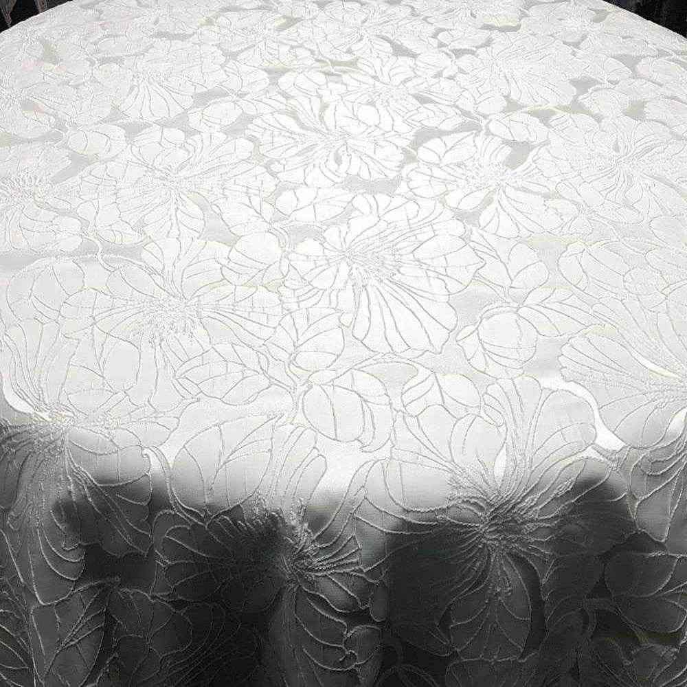 White Cambridge Floral Jacquard Fabric by the Yard - 55 Inch Wide
