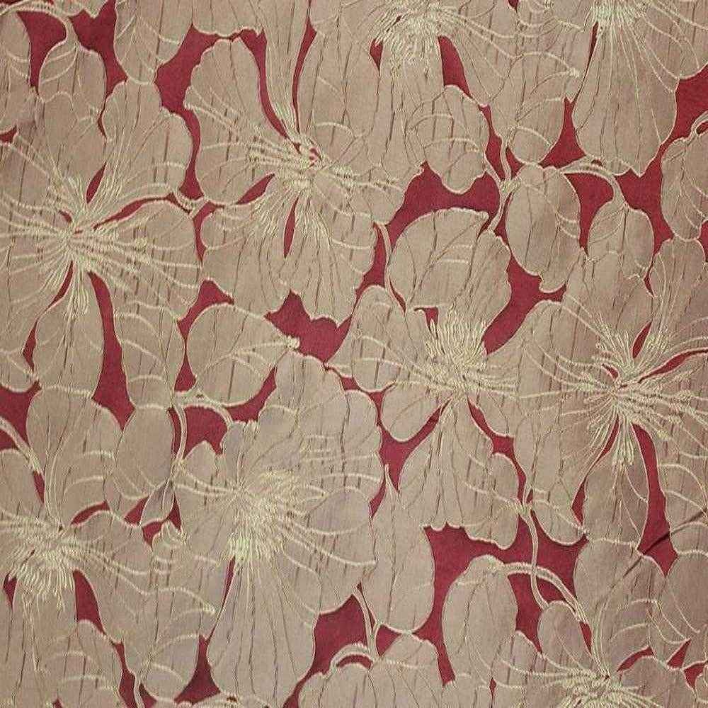 Wine Cambridge Floral Jacquard Fabric by the Yard - 55 Inch Wide