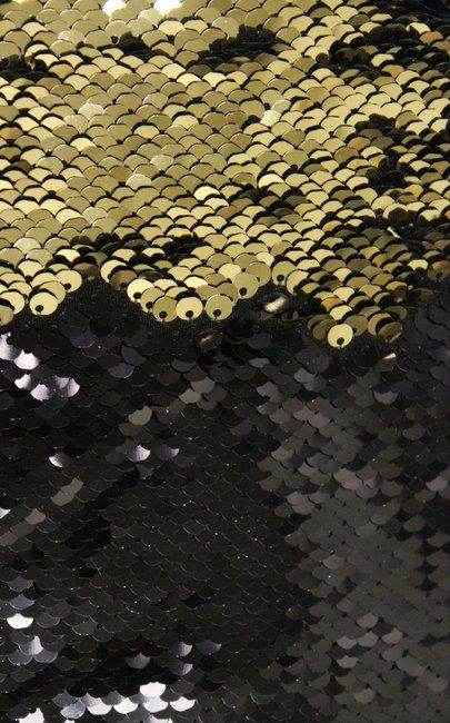 black-gold CARNIVAL Color Changing Sensory Wall Reversible Sequin Fabric by the Yard - 52 Inch Wide