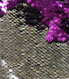 silver-purple CARNIVAL Color Changing Sensory Wall Reversible Sequin Fabric by the Yard - 52 Inch Wide