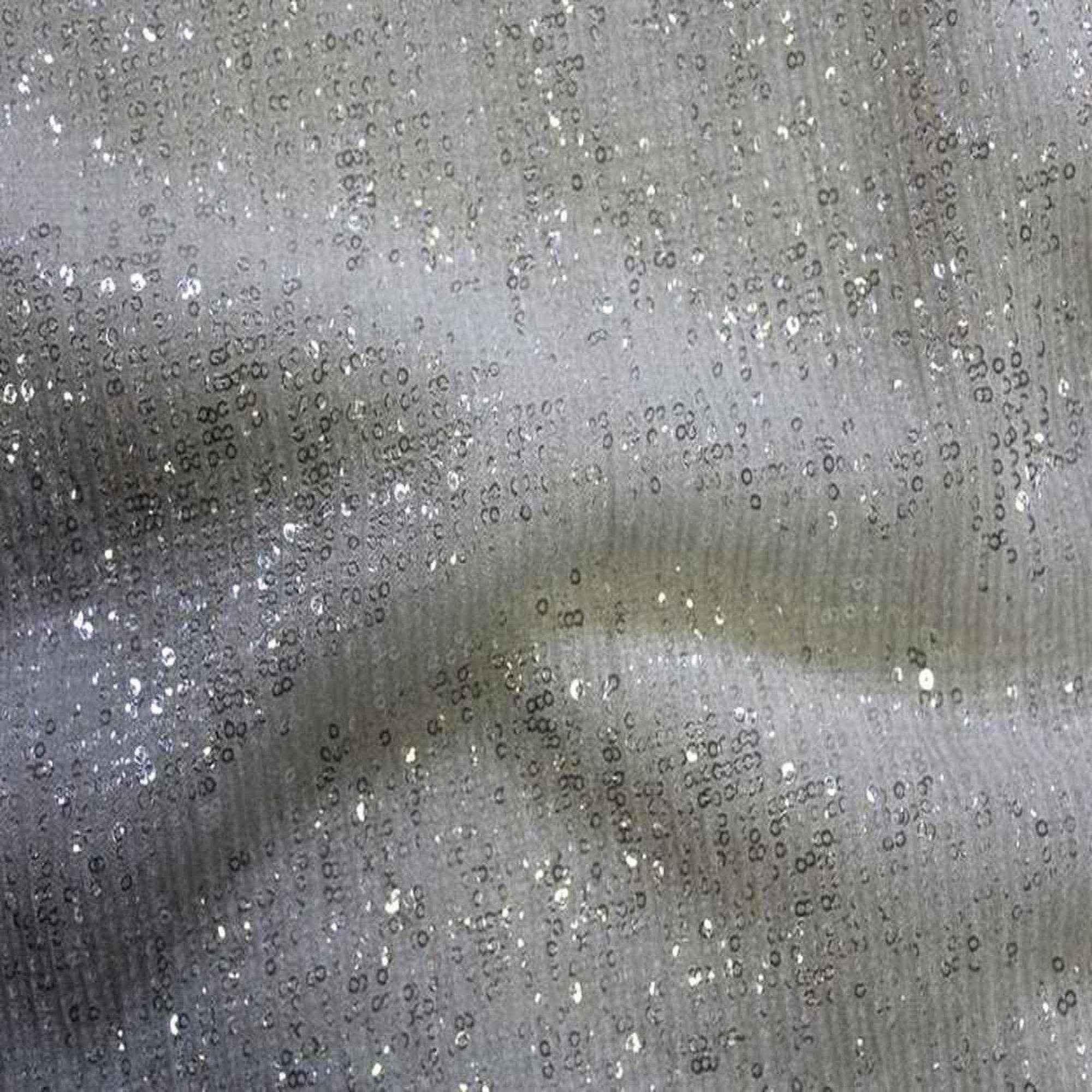White COCKTAIL Sequin Fabric on Mesh Material Fabric by the Yard - 52 Inch Wide