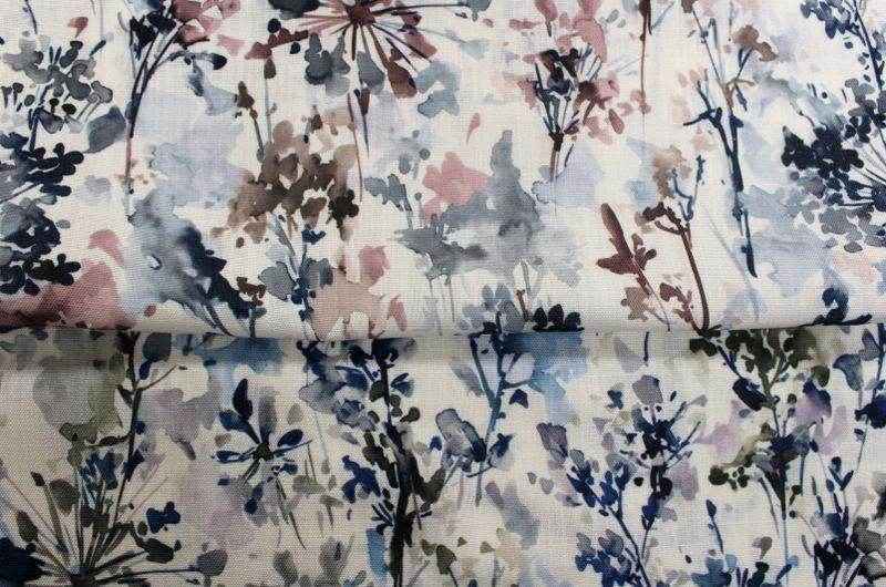 Blue Lily Digital Print Fabric - Cotton Hand - 58 Inch. in Width Fabric by the Yard - 58 Inch Wide