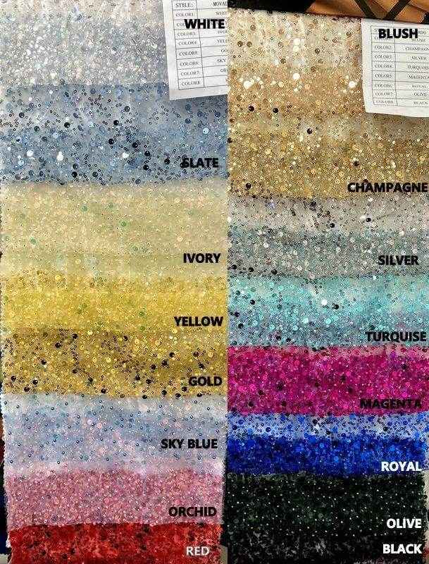 Orchid Soft Tulle Mesh Fabric Heavily Embellished with Sequins Fabric by the Yard - 52 Inch Wide