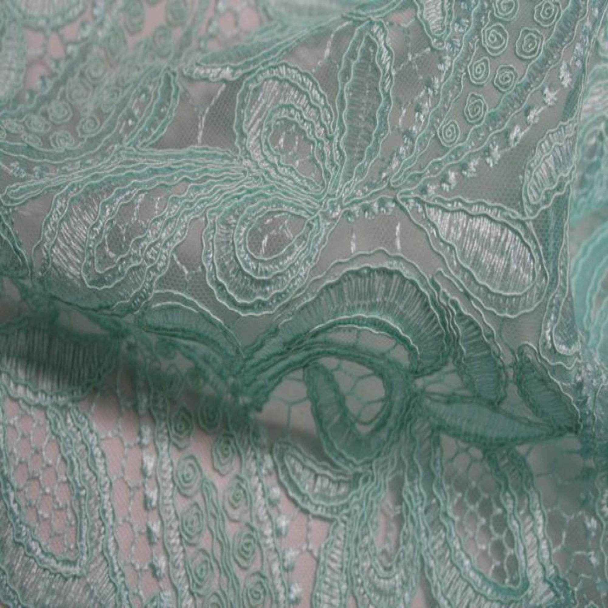 Mint CREATION Glitter Embroidered Mesh Fabric. Lace Netting Material 52 Inch in Width Fabric by the Yard - 52 Inch Wide